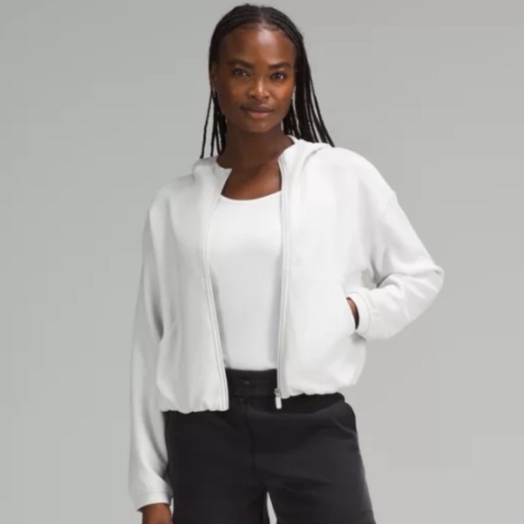 Lululemon Softstreme Full Zip Hoodie Jacket Light Vapor Size 10 NWT - Picture 2 of 10